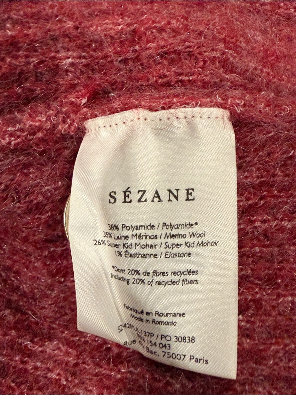 Sezane Rudy Jumper Rosewood - Size XXL - Picture 4 of 4